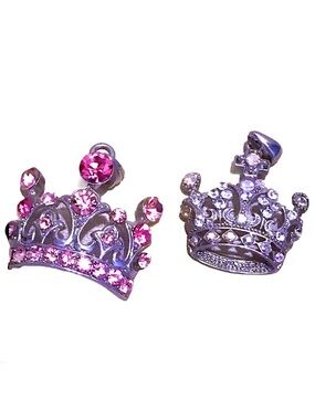 Y2K Hot Topic Rhinestone Princess Queen Crown Necklace Pendants Pink Silver